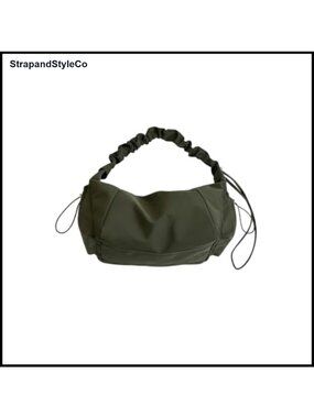 Nylon Shoulder Bag Ruched Drawstring Zipper Dumpling Bag